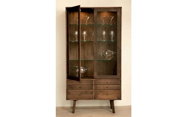 Square exclusive china cabinet in massive smoked oak, kidi - square bookcase product image